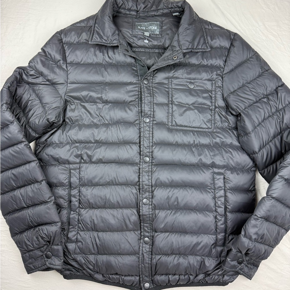 Slate & Stone men’s black Puffer full zip Jacket size large